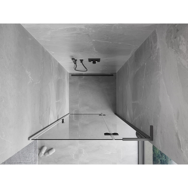 Mexen Mist-H L puerta de ducha abatible derecha 90 cm, transparente, metal de arma - 8A5L-090-000-95-00-P