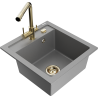 Mexen Vito granite kitchen sink 1-bowl with Duero kitchen tap, grey - 6503-71-671600-50
