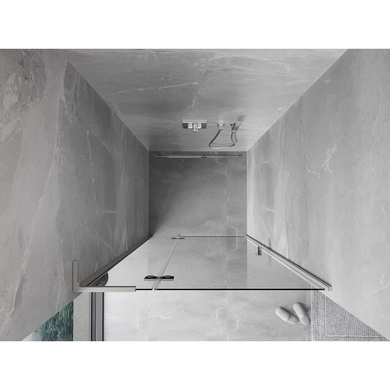 Mexen Mist-H L vikdörr för dusch vänster 105 cm, transparent, borstad nickel - 8A5L-105-000-97-00-L