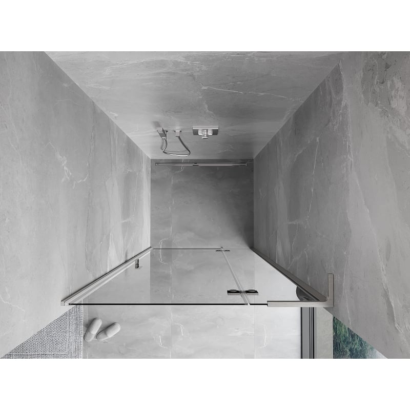 Mexen Mist-H L porte de douche pivotante droite 85 cm, transparent, nickel brossé - 8A5L-085-000-97-00-P