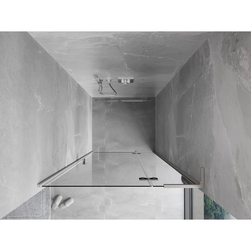 Mexen Mist-H L högerhängd duschdörr 90 cm, transparent, borstad nickel - 8A5L-090-000-97-00-P