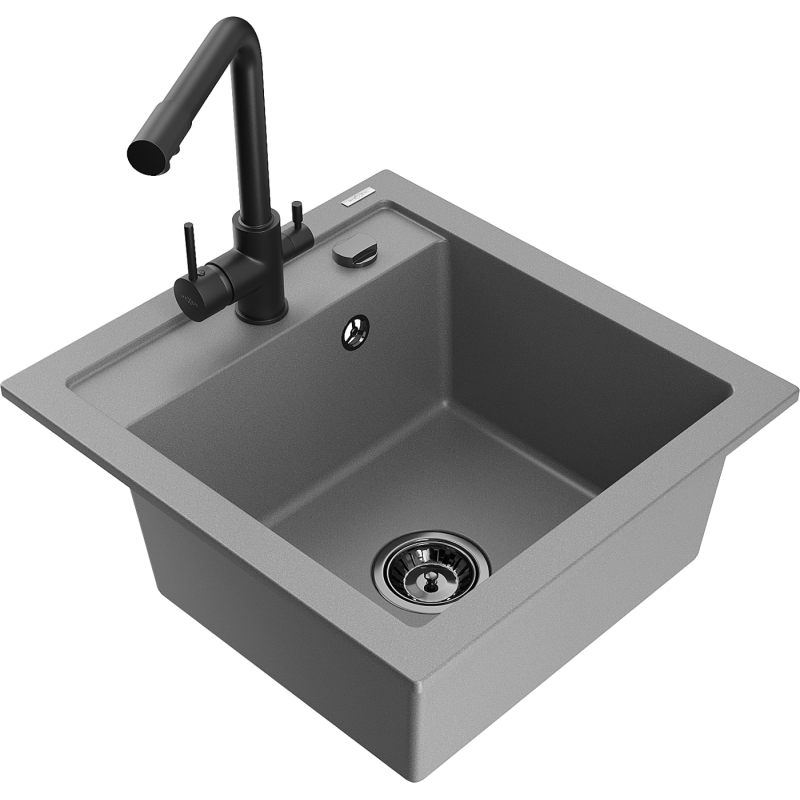 Mexen Vito Granit-Spullsteen mat enger Kichenkraan Duero, gro - 6503-71-671600-70-B