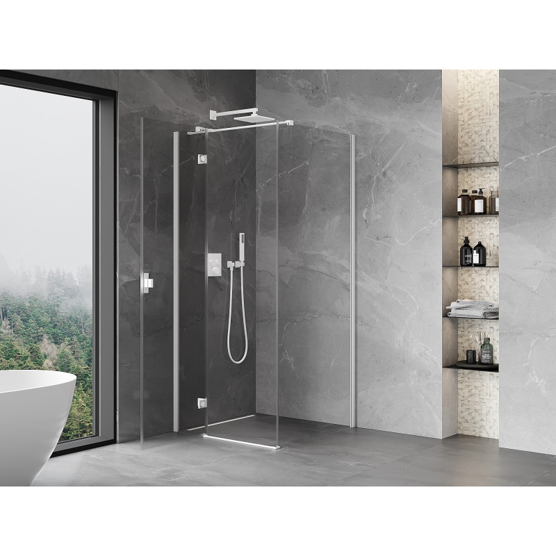 Mexen Mist-H T cabina doccia a battente sinistra 75 x 75 cm, trasparente, bianca - 8A5T-075-075-20-00-L