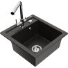Mexen Vito fregadero de granito de 1 seno con grifo de cocina Duero, negro/metalizado dorado - 6503-75-671600-00