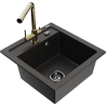 Mexen Vito Fregadero de granito de 1 seno con grifo de cocina Duero, negro/dorado metálico - 6503-75-671600-50-B