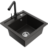 Mexen Vito 1-bowl granite sink with Duero kitchen tap, black/gold metallic - 6503-75-671600-70