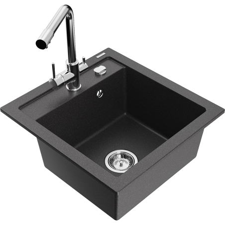 Mexen Vito Granit Spullsteen mat enger Kichenkran Duero, schwaarz mat Sprengen - 6503-76-671600-00