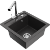 Mexen Vito fregadero de granito de una sola cubeta con grifo de cocina Duero, negro moteado - 6503-76-671600-00