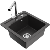 Mexen Vito Granite Kitchen Sink 1-Bowl with Duero Kitchen Tap, Black Speckled - 6503-76-671600-00