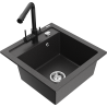 Mexen Vito fregadero de granito de 1 cubeta con grifo de cocina Duero, negro moteado - 6503-76-671600-70