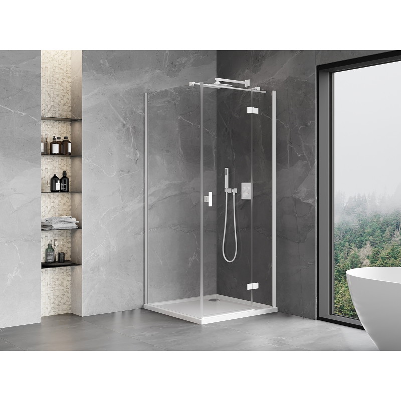 Mexen Mist-H T duschkabin svängbar höger 70 x 70 cm, transparent, vit - 8A5T-070-070-20-00-P