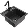 Mexen Vito fregadero de granito de 1 compartimento con grifo de cocina Duero, negro moteado - 6503-76-671600-70-B