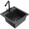 Mexen Vito granite kitchen sink 1-bowl with Duero kitchen tap, black flecked - 6503-76-671600-70-B
