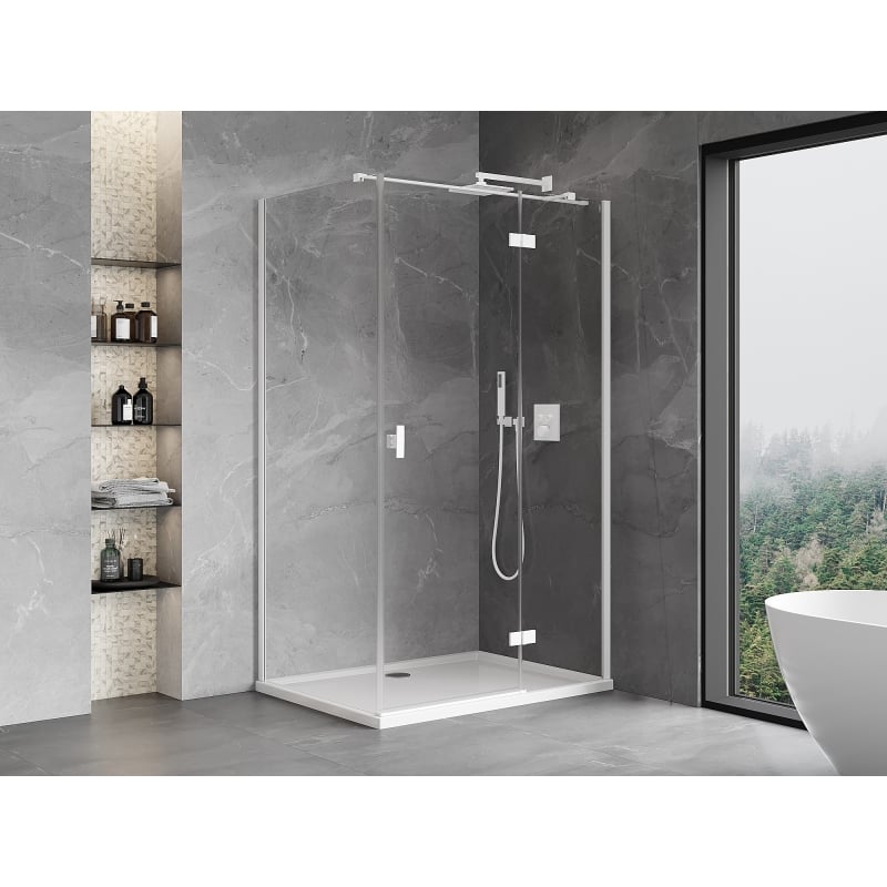 Mexen Mist-H T prozorna prava tuš kabina 100 x 70 cm, prozorna, bela - 8A5T-100-070-20-00-P