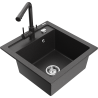 Mexen Vito fregadero de granito de 1 seno con grifo de cocina Duero, negro salpicado - 6503-76-671600-76