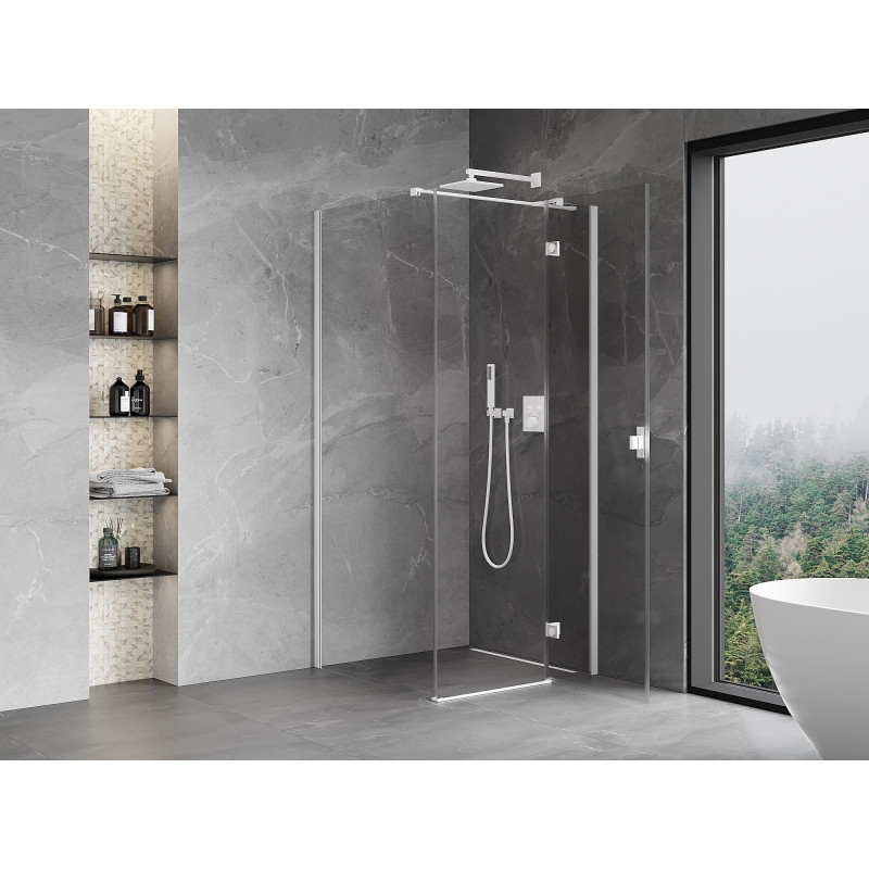 Mexen Mist-H T cabina de ducha abatible derecha 75 x 75 cm, transparente, blanca - 8A5T-075-075-20-00-P
