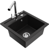 Mexen Vito granite kitchen sink single-bowl with Duero kitchen tap, black - 6503-77-671600-00