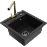 Mexen Vito granite kitchen sink 1-bowl with Duero kitchen tap, black - 6503-77-671600-50-B