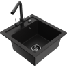 Mexen Vito fregadero de granito de 1 cubeta con grifo de cocina Duero, negro - 6503-77-671600-70-B