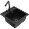 Mexen Vito granite 1-bowl sink with Duero kitchen tap, black - 6503-77-671600-70-B