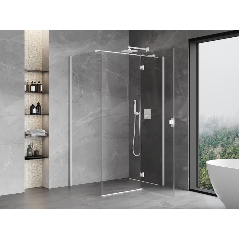 Mexen Mist-H T rechtsschwenkende Duschkabine 75 x 85 cm, transparent, weiß - 8A5T-075-085-20-00-P