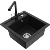 Mexen Vito granit izlietne ar 1 nodalījumu un virtuves jaucējkrānu Duero, melns - 6503-77-671600-70