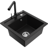 Mexen Vito granite kitchen sink with 1 bowl and Duero kitchen tap, black - 6503-77-671600-70