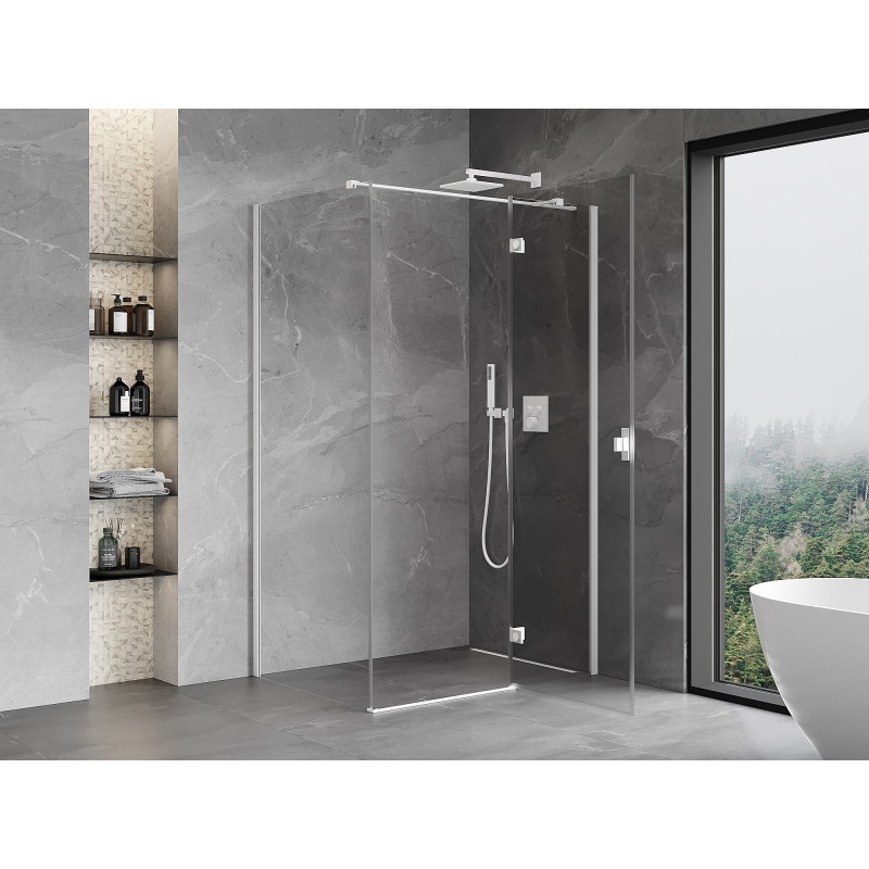 Mexen Mist-H T cabina de ducha abatible derecha 110 x 90 cm, transparente, blanca - 8A5T-110-090-20-00-P
