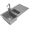 Mexen Andres granite sink 1.5-bowl with drainer and Rita kitchen tap, grey - 6515-71-670300-71