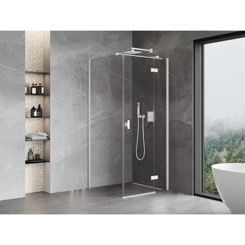 Mexen Mist-H T right-hinged shower enclosure 120 x 120 cm, transparent, white - 8A5T-120-120-20-00-P