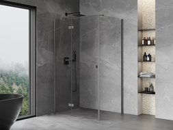 Mexen Mist-H T cabine de douche pivotante gauche 90 x 70 cm, transparent, gun gray brossé - 8A5T-090-070-66-00-L