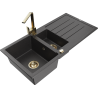 Mexen Andres 1,5-kammioinen graniittiallas valumislevyllä ja Rita keittiöhanalla, musta pilkullinen - 6515-76-670300-50