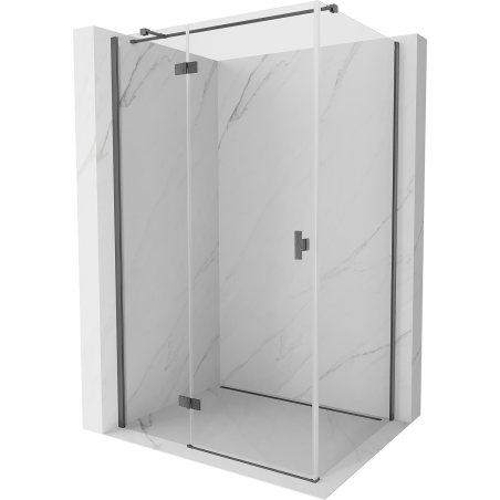 Mexen Mist-H T cabina doccia battente sinistra 80 x 85 cm, trasparente, grigio canna di fucile spazzolato - 8A5T-080-085-66-00-L