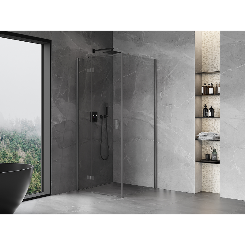 Mexen Mist-H T kabina prysznicowa uchylna lewa 95 x 95 cm, transparent, gun gray szczotkowany - 8A5T-095-095-66-00-L