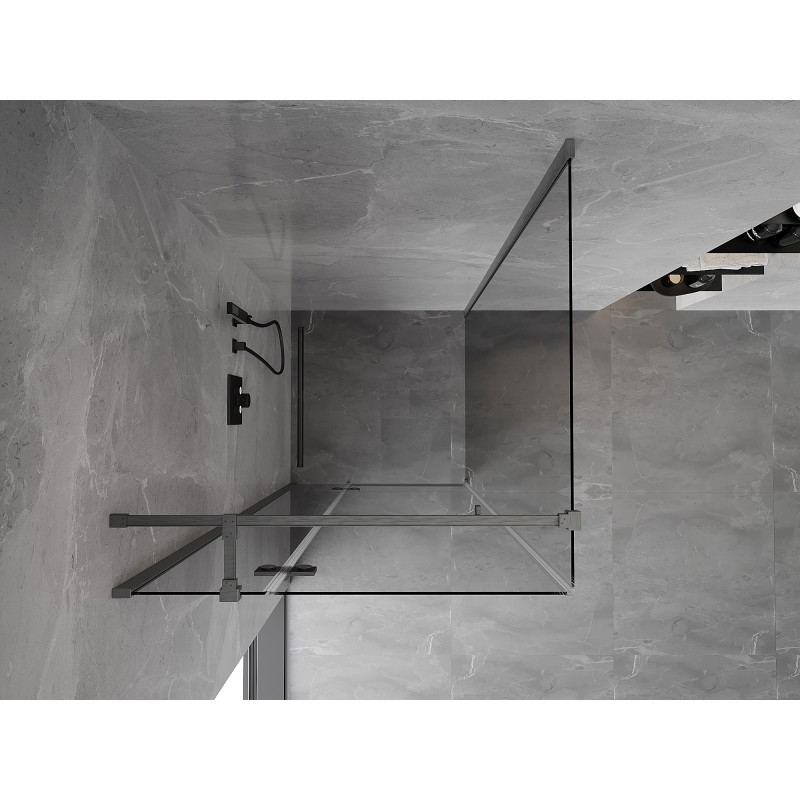 Mexen Mist-H T cabina doccia a battente sinistra 95 x 95 cm, trasparente, grigio canna di fucile spazzolato
