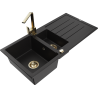 Mexen Andres Graniittinen 1,5-osainen tiskiallas valutustasolla ja Rita-keittiöhana, musta - 6515-77-670300-50