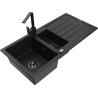 Mexen Andres granitā izlietne 1,5 nodalījuma ar noteces paneli un virtuves jaucējo Rita, melna - 6515-77-670300-70-B
