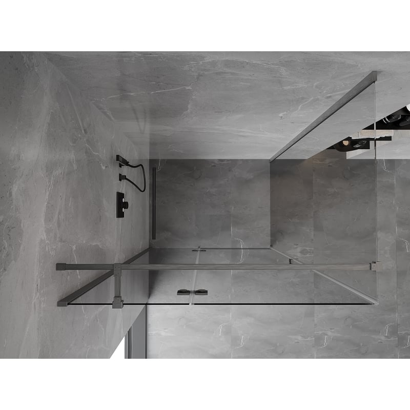 Mexen Mist-H T Schwenkbare Duschkabine links 115 x 120 cm, transparent, gebürstetes Gun Gray - 8A5T-115-120-66-00-L
