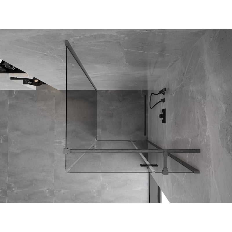 Mexen Mist-H T cabine de duche pivotante direita 80 x 80 cm, transparente, cinza metalizado escovado - 8A5T-080-080-66-00-P