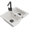 Mexen Carlos granite sink 1.5-bowl with Rita kitchen tap, white - 6518-20-670300-70