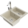 Mexen Carlos lavello in granito 1,5 vasca con miscelatore da cucina Rita, beige - 6518-69-670300-00