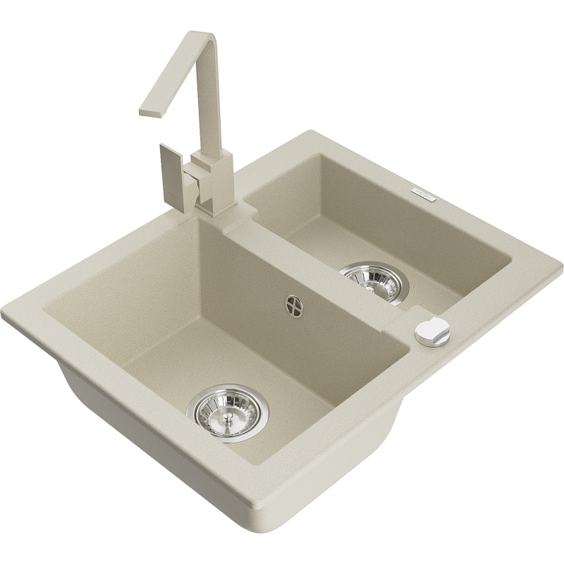 Mexen Carlos granitdiskho 1,5-kammare med köksblandare Rita, beige - 6518-69-670300-69
