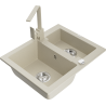 Mexen Carlos granieten gootsteen 1,5-kamer met keukenkraan Rita, beige - 6518-69-670300-69