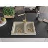 Mexen Carlos granite sink 1.5-basin with Rita kitchen faucet, beige - 6518-69-670300-50