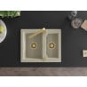 Mexen Carlos granite sink 1.5-basin with Rita kitchen faucet, beige - 6518-69-670300-50