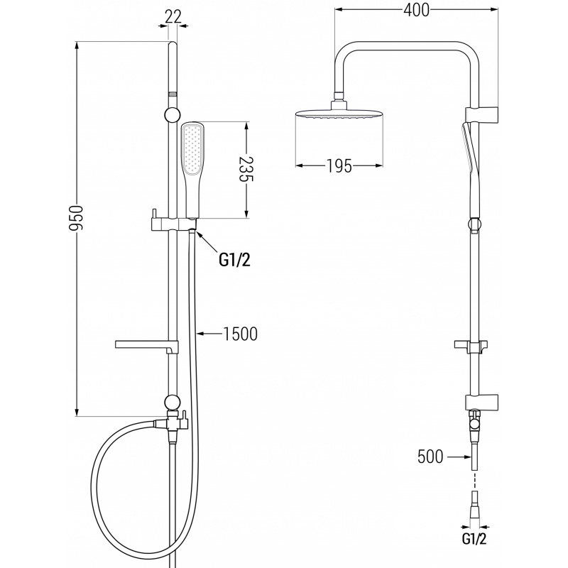 Mexen X49 columna de ducha, blanca/dorada - 798494991-25