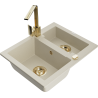 Mexen Carlos Granitspüle 1,5 Kammern mit Küchenarmatur Rita, beige - 6518-69-670300-50