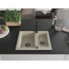 Mexen Carlos Granite Sink 1.5-Bowl with Rita Kitchen Tap, Beige - 6518-69-670300-70