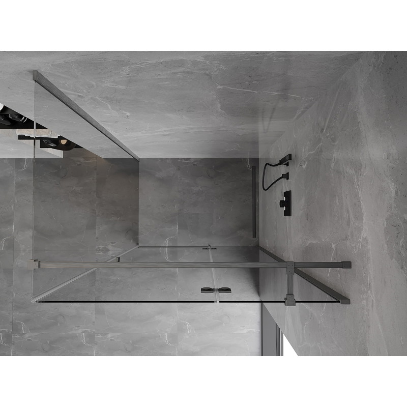 Mexen Mist-H T right hinged shower enclosure 100 x 90 cm, transparent, brushed gun gray - 8A5T-100-090-66-00-P