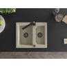 Mexen Carlos Granite Sink 1.5-Bowl with Rita Kitchen Tap, Beige - 6518-69-670300-70